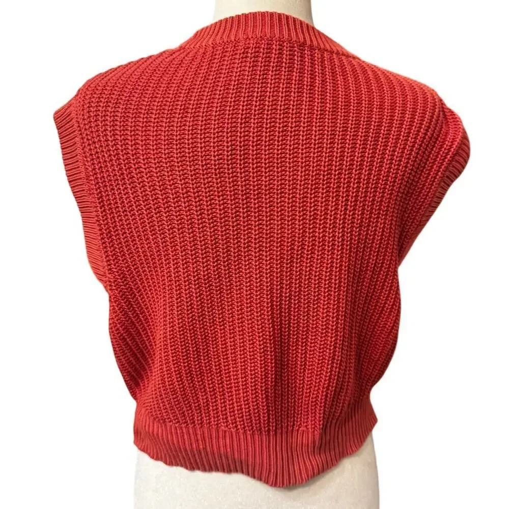 Madewell Mariella Pointelle Sweater Tee In Roasted Squash (Orange Red) Size XS